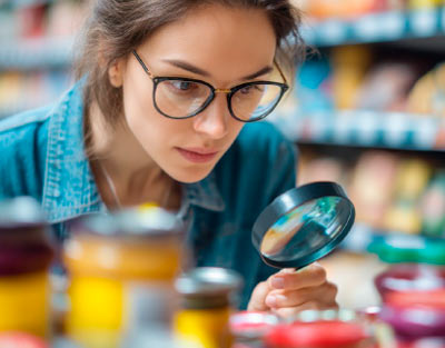 Woman with magnifier